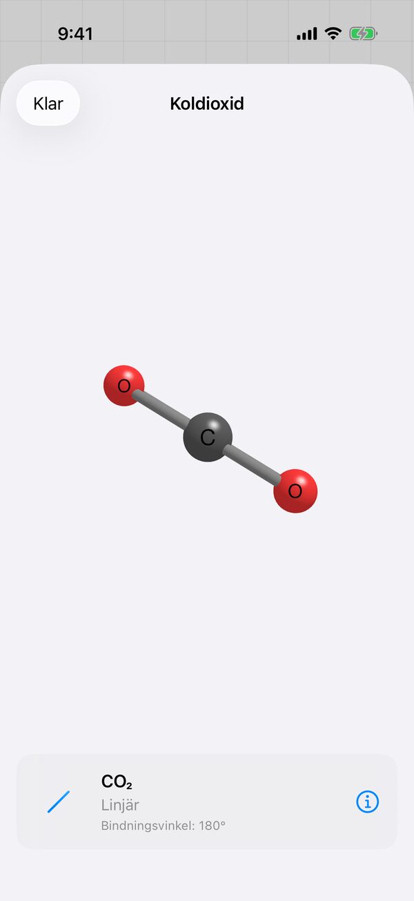 Koldioxidmolekylen i 3D